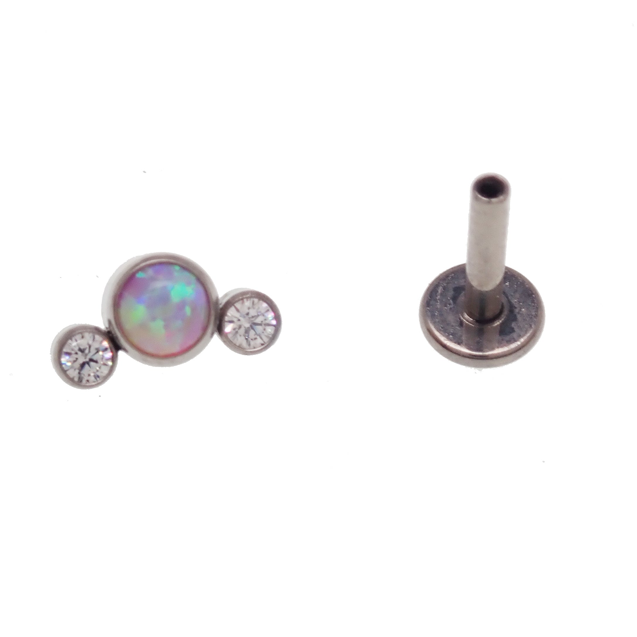 CZ & Opal Small Cluster Flatback Piercing 14g, 16g, 18g - Body Clickers Body Jewelry