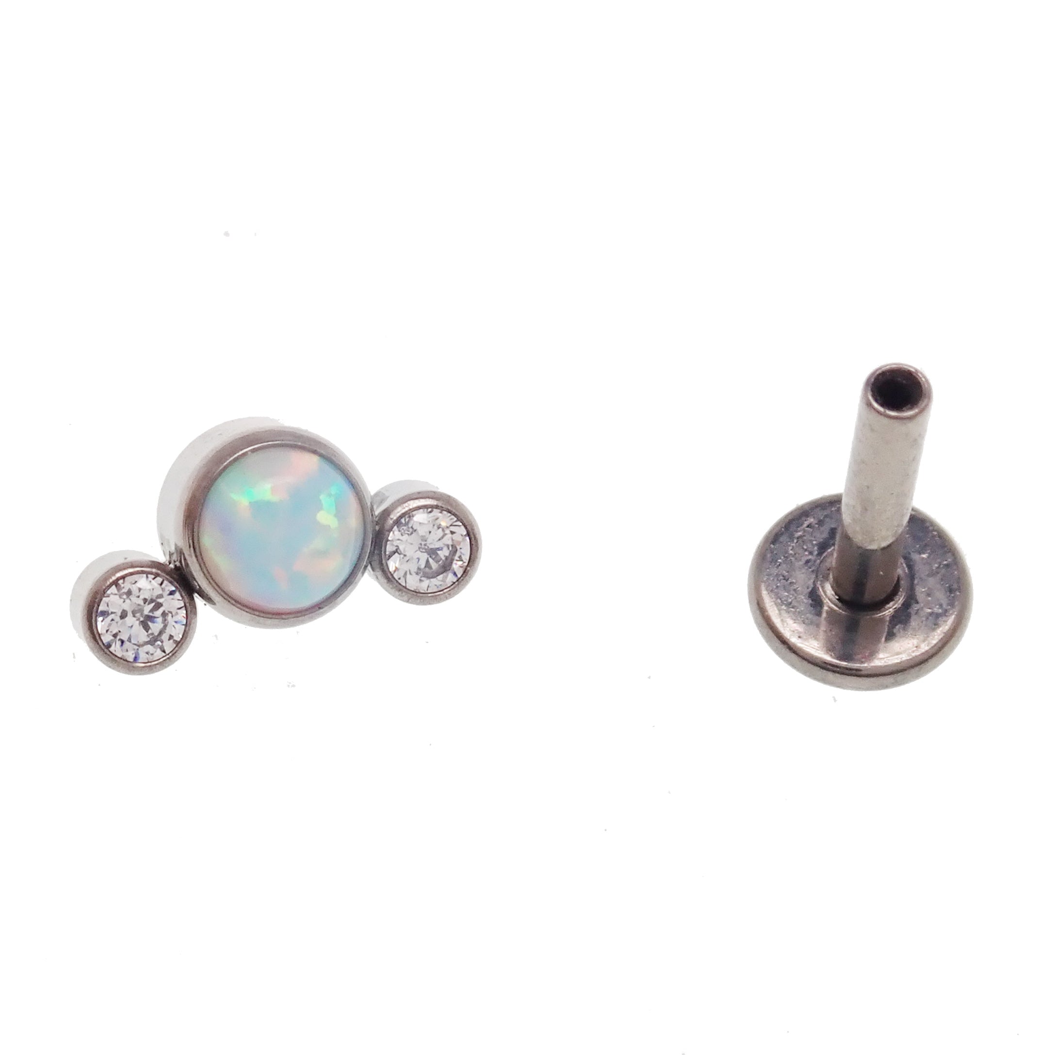CZ & Opal Small Cluster Flatback Piercing 14g, 16g, 18g - Body Clickers Body Jewelry
