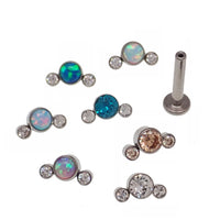 CZ & Opal Small Cluster Flatback Piercing 14g, 16g, 18g - Body Clickers Body Jewelry
