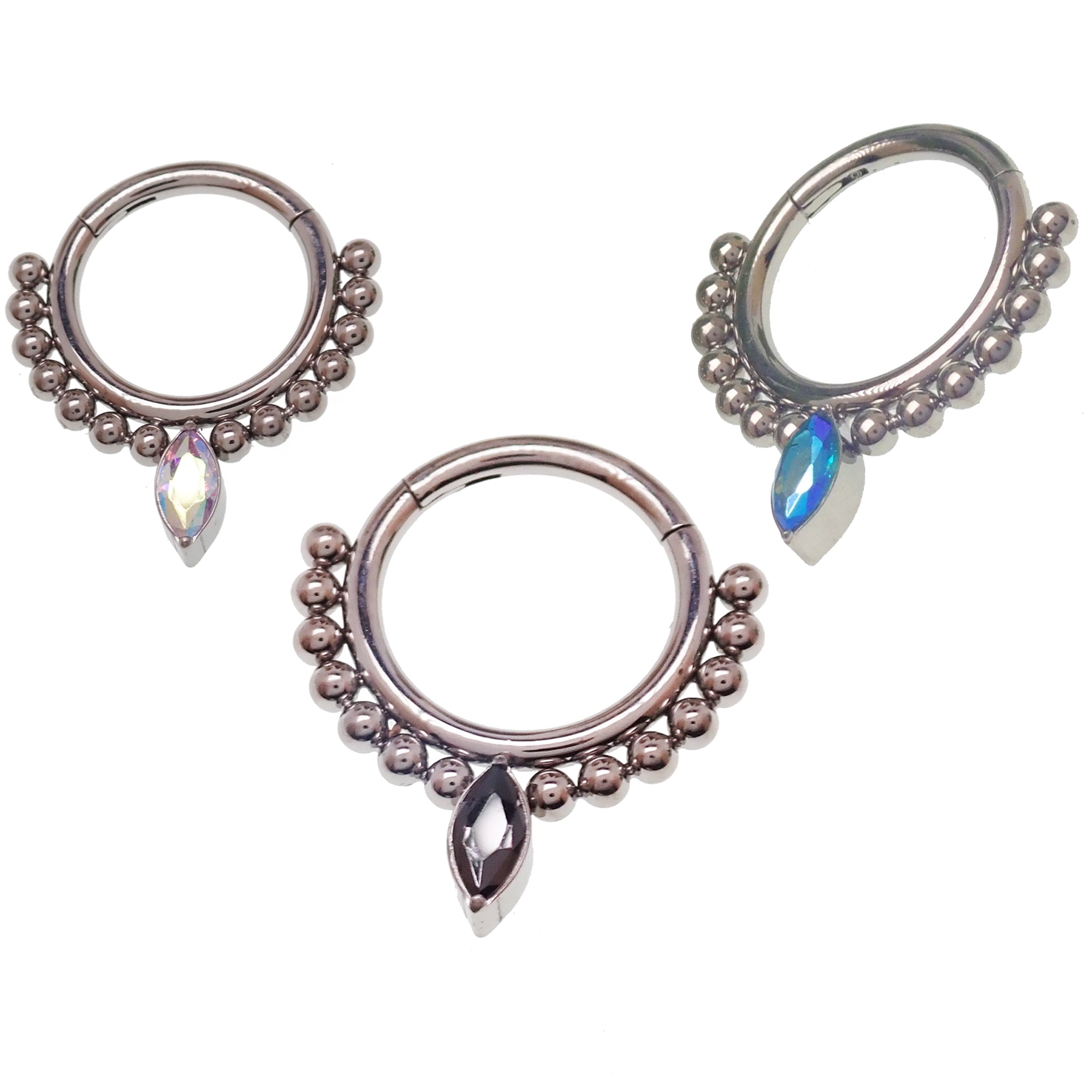 Beaded Teardrop Clicker Ring 16g