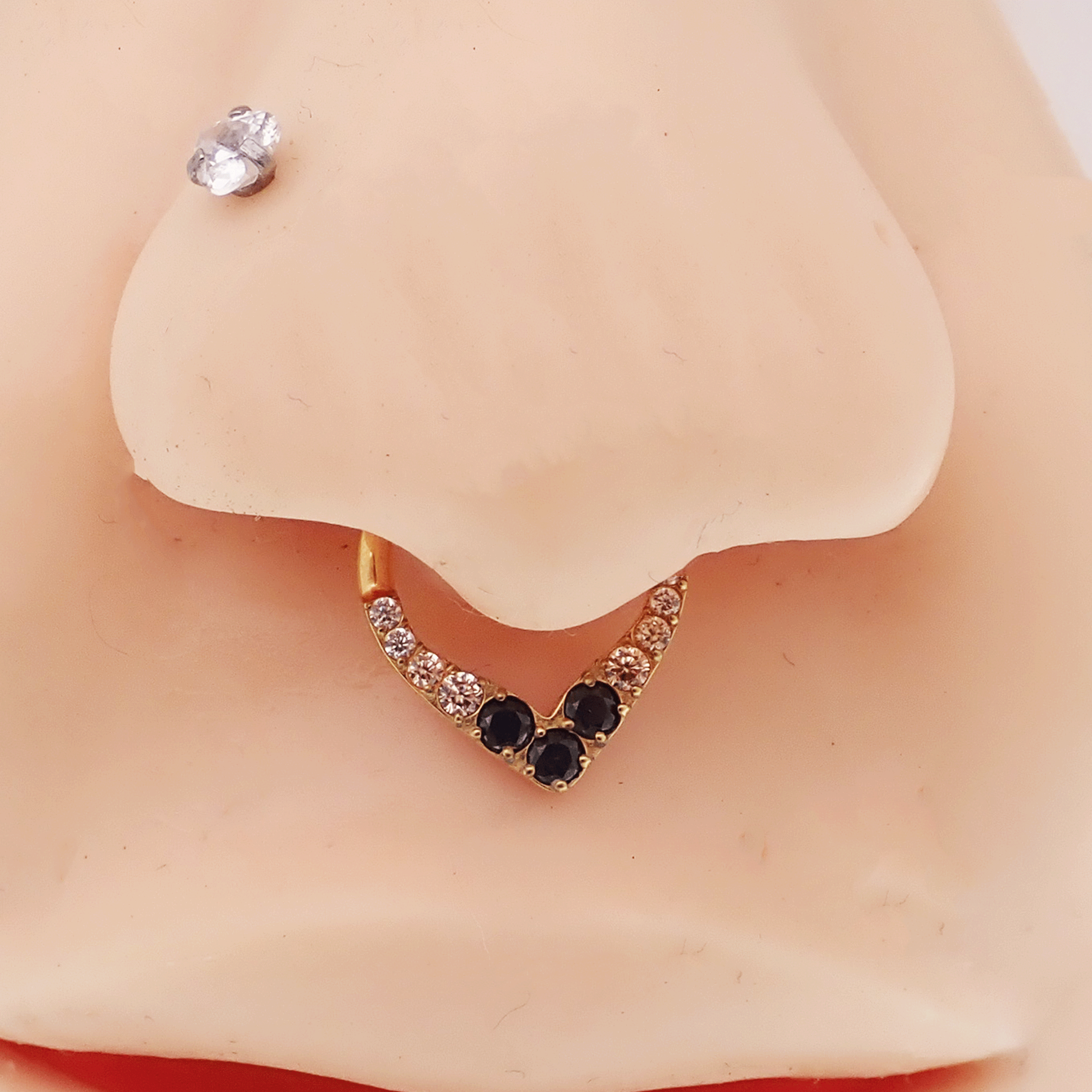CZ PVD Gold Titanium Clicker - 16g - Body Clickers Body Jewelry