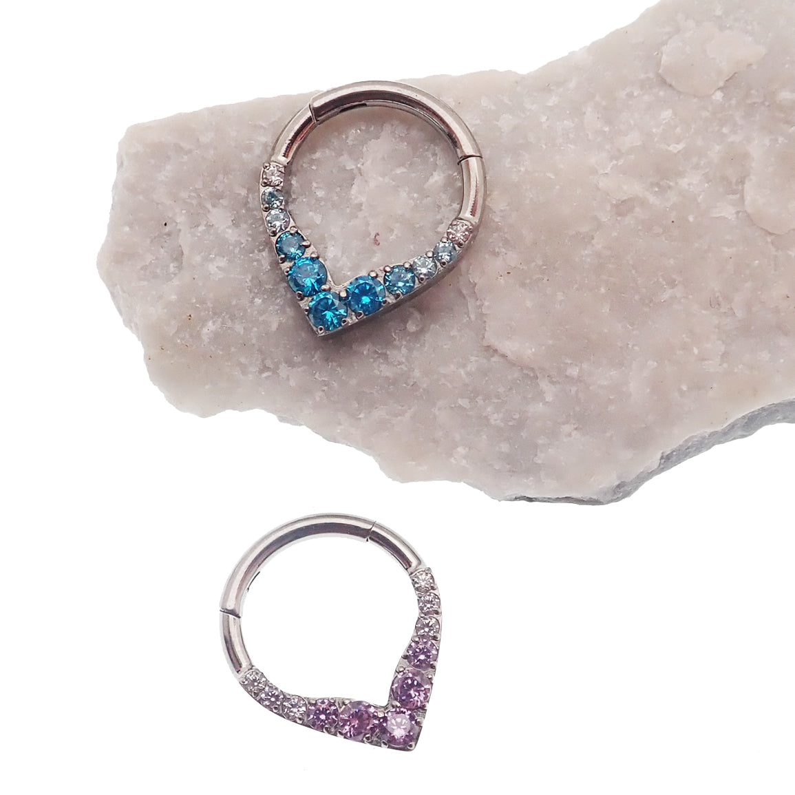 Titanium CZ Heart point Clicker - 16g
