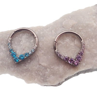 Titanium CZ Heart point Clicker - 16g