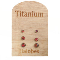 Pair Titanium Earrings Dark Cherry Opal - Body Clickers Body Jewelry