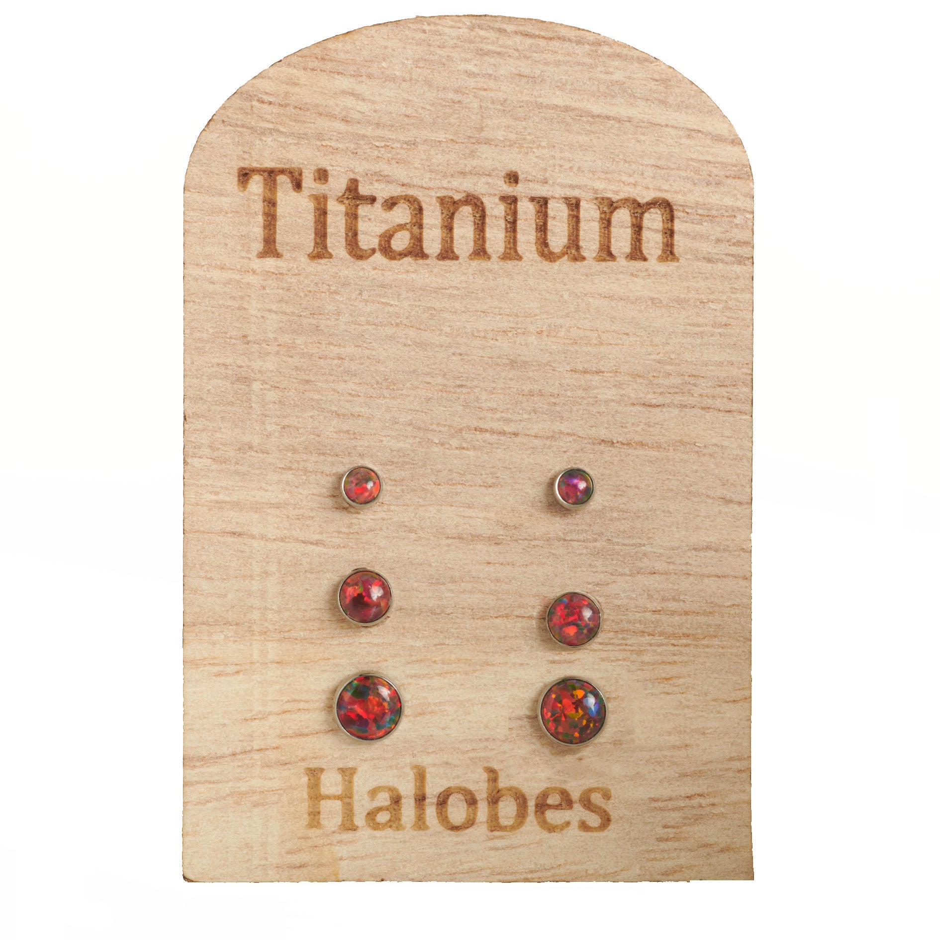Pair Titanium Earrings Dark Cherry Opal - Body Clickers Body Jewelry