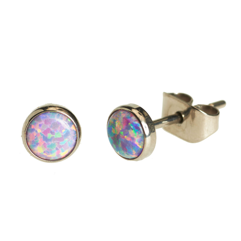 Pair Titanium Earrings Multi Lavender Opal
