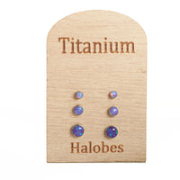 Pair Titanium Earrings Sleepy Lavender Opal