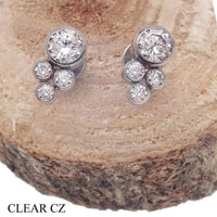 Titanium Earrings CZ cluster - Body Clickers Body Jewelry