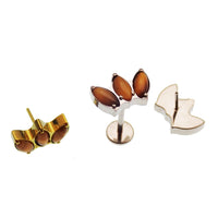 Tiger's Eye Lotus Push Fit Flatback Titanium 20g, 18g, 16g, 14g - Body Clickers Body Jewelry