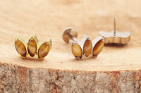 Tiger's Eye Lotus Push Fit Flatback Titanium 20g, 18g, 16g, 14g - Body Clickers Body Jewelry