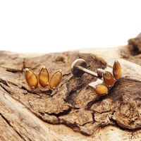 Tiger's Eye Lotus Push Fit Flatback Titanium 20g, 18g, 16g, 14g - Body Clickers Body Jewelry
