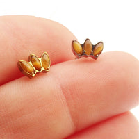 Tiger's Eye Lotus Push Fit Flatback Titanium 20g, 18g, 16g, 14g - Body Clickers Body Jewelry