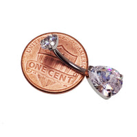 CZ Tear Drop Belly Ring 14g