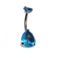 CZ Tear Drop Belly Ring 14g