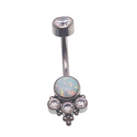 Opal Beaded CZ Cluster Belly Ring 14g