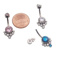Zircon Cluster Belly Ring 14g