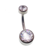 internally Threaded CZ Belly Bar 14g - Body Clickers Body Jewelry
