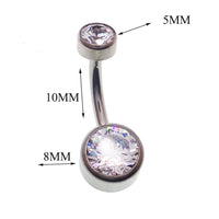 internally Threaded CZ Belly Bar 14g - Body Clickers Body Jewelry