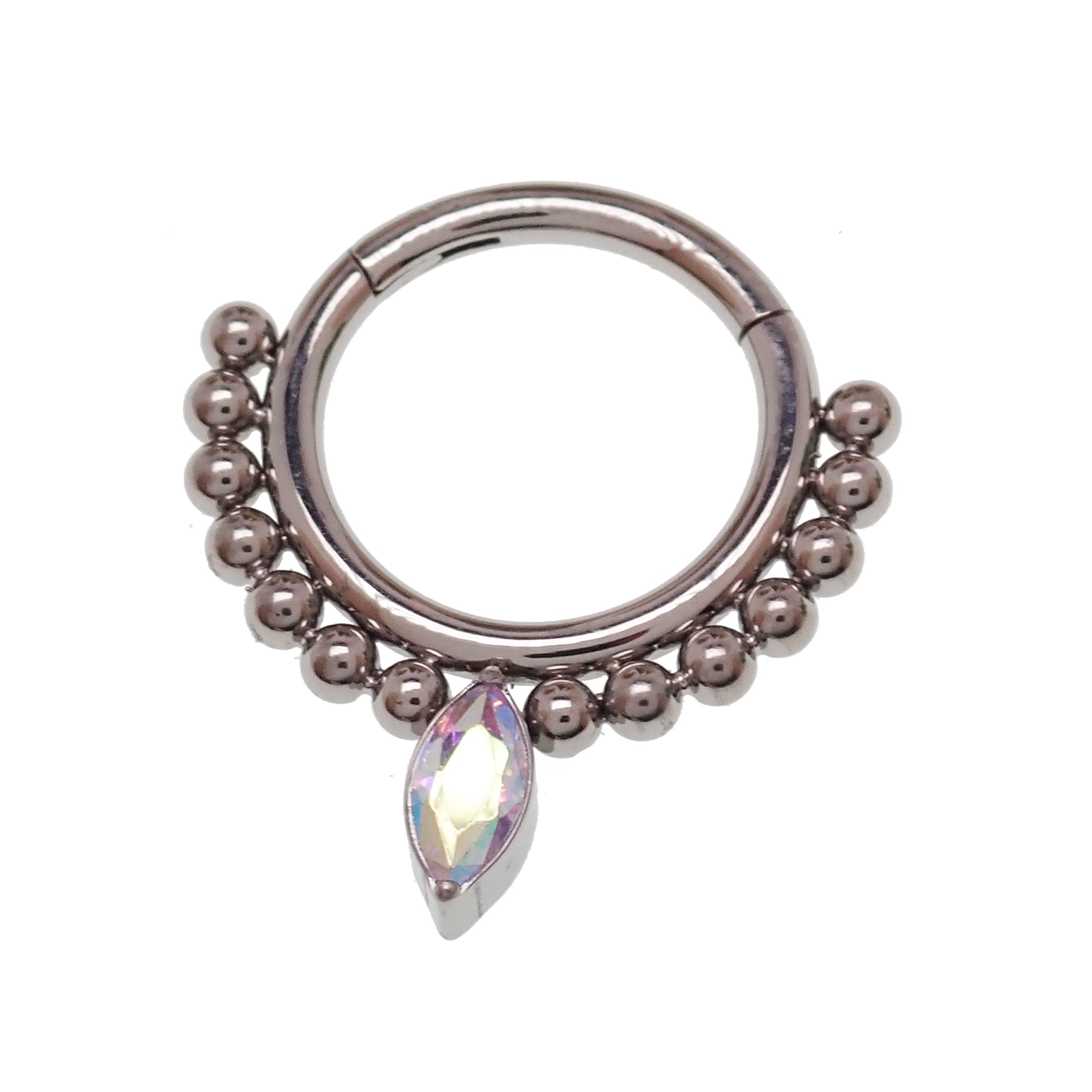 Beaded Teardrop Clicker Ring 16g