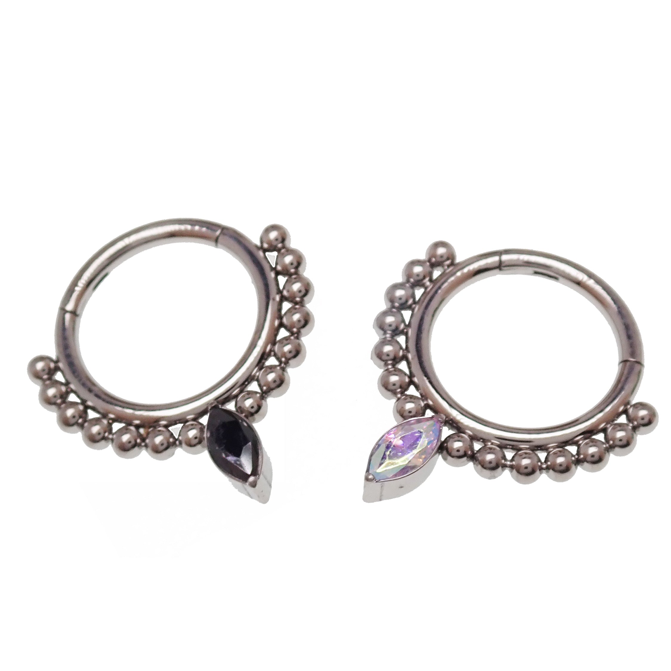 Beaded Teardrop Clicker Ring 16g