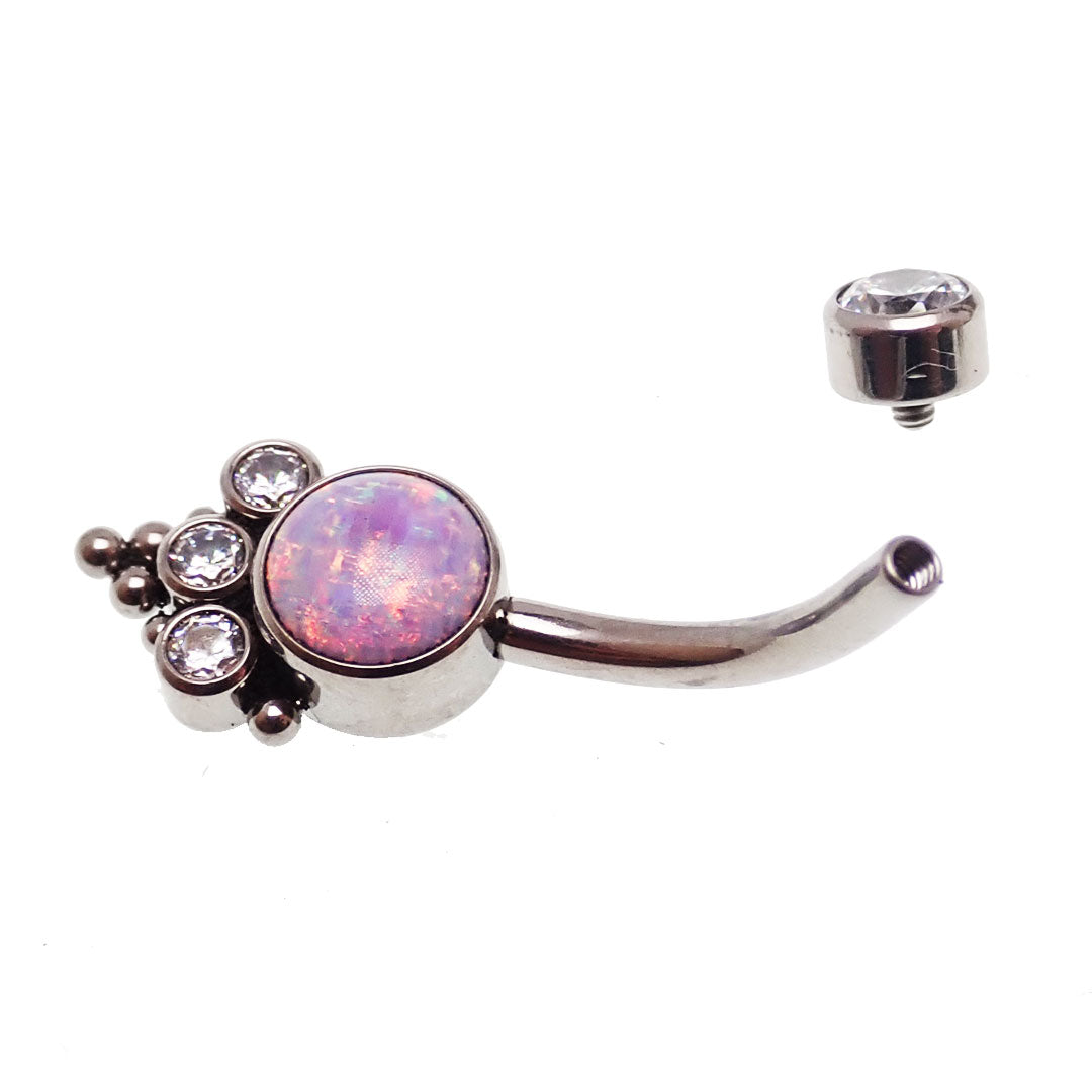Opal Beaded CZ Cluster Belly Ring 14g