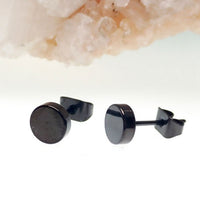 Black Titanium Disc Earring Pair