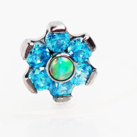 16g Turquoise flower CZ & opal attachment - pure piercings