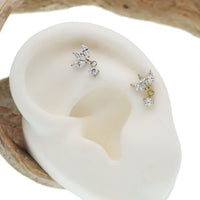 Small Flower Dangle Titanium Flatback - 18g, 16g, 14g - Body Clickers Body Jewelry