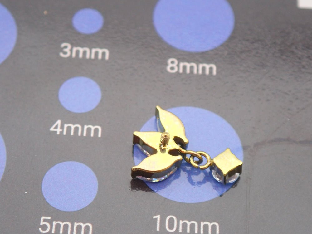 Small Flower Dangle Titanium Flatback - 18g, 16g, 14g - Body Clickers Body Jewelry