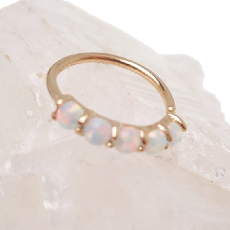 14k Gold Opal Prong 20g Hoop Ring