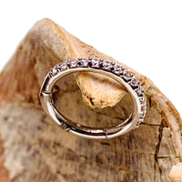 CZ Crystal 14k White Gold Hinged 8mm Clicker Ring - Body Clickers Body Jewelry
