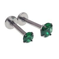 Emerald Green CZ Flatback Earring - 18g, 16g, 14g - Body Clickers Body Jewelry