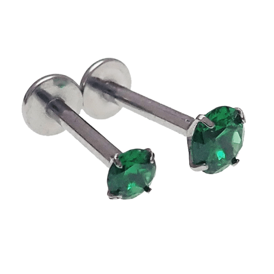 Emerald Green CZ Flatback Earring - 18g, 16g, 14g - Body Clickers Body Jewelry