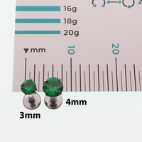 Emerald Green CZ Flatback Earring - 18g, 16g, 14g - Body Clickers Body Jewelry