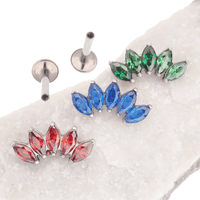 Blue / Red / Green CZ Lotus Titanium Flatback 18g, 16g, 14g - Body Clickers Body Jewelry