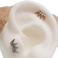 Spike CZ Crown Titanium Flatback Piercing - 18g, 16g, 14g - Body Clickers Body Jewelry