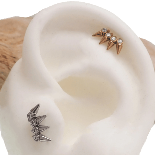 Spike CZ Crown Titanium Flatback Piercing - 18g, 16g, 14g - Body Clickers Body Jewelry