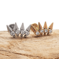 Spike CZ Crown Titanium Flatback Piercing - 18g, 16g, 14g - Body Clickers Body Jewelry
