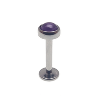 Amethyst / Cloudy Moonstone Titanium Flatback Piercing 14g - Body Clickers Body Jewelry