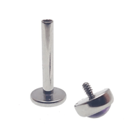 Amethyst / Cloudy Moonstone Titanium Flatback Piercing 14g - Body Clickers Body Jewelry