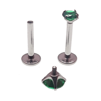 Emerald Green CZ Flatback Earring - 18g, 16g, 14g - Body Clickers Body Jewelry