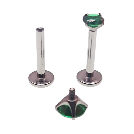 Emerald Green CZ Flatback Earring - 18g, 16g, 14g - Body Clickers Body Jewelry