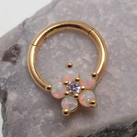 Flower Opal Clicker hoop 8mm 16g