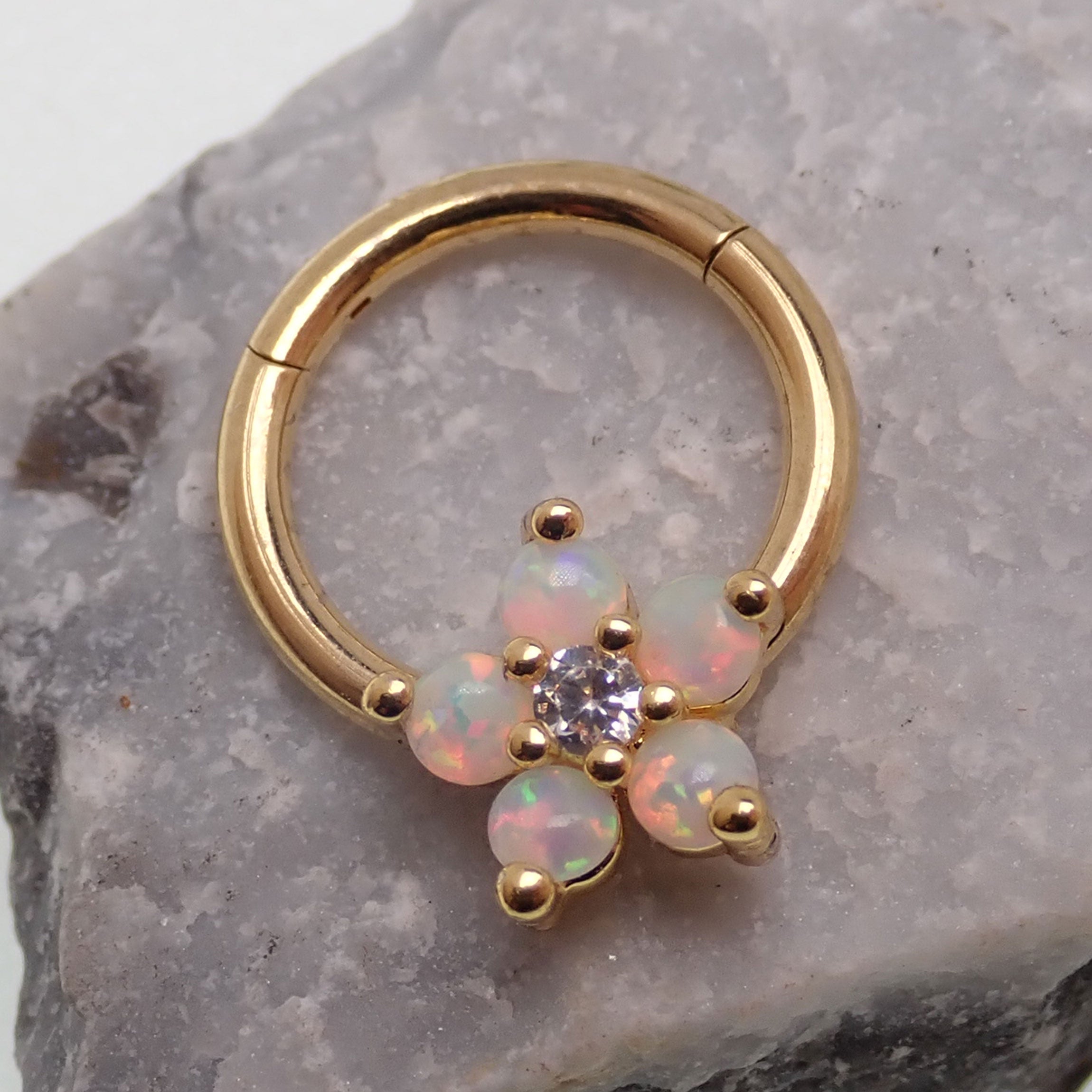 Flower Opal Clicker hoop 8mm 16g