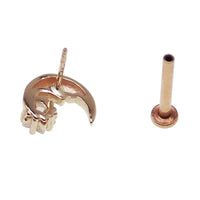 Moon with Face & Star 14k Gold Flat Back 14g, 16g - Body Clickers Body Jewelry