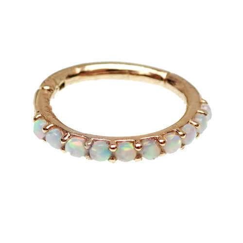 Cabochon Opal Clicker with 14k Gold and Opal Stones 16g