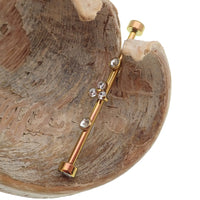 Clear CZ Tri - Flower Industrial Scaffold Titanium Bar 14g - Body Clickers Body Jewelry