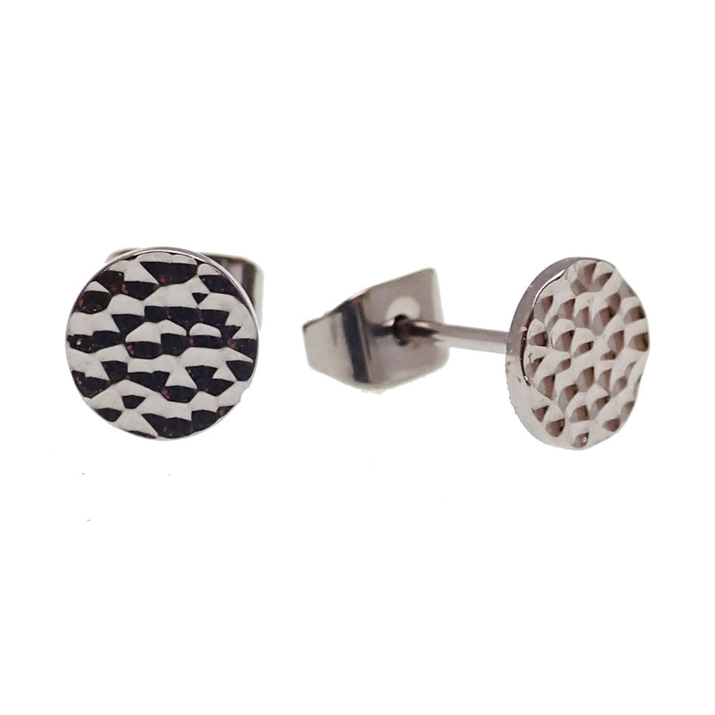 Titanium Earrings Hammered Metal Disc - Body Clickers Body Jewelry
