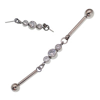 Industrial CZ piercing Moveable push pin Titanium 14g, 16g - Body Clickers Body Jewelry