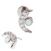 Titanium Clear CZ & Fire Opal Push Fit Piercing - 20g, 18g, 16g, 14g - Body Clickers Body Jewelry